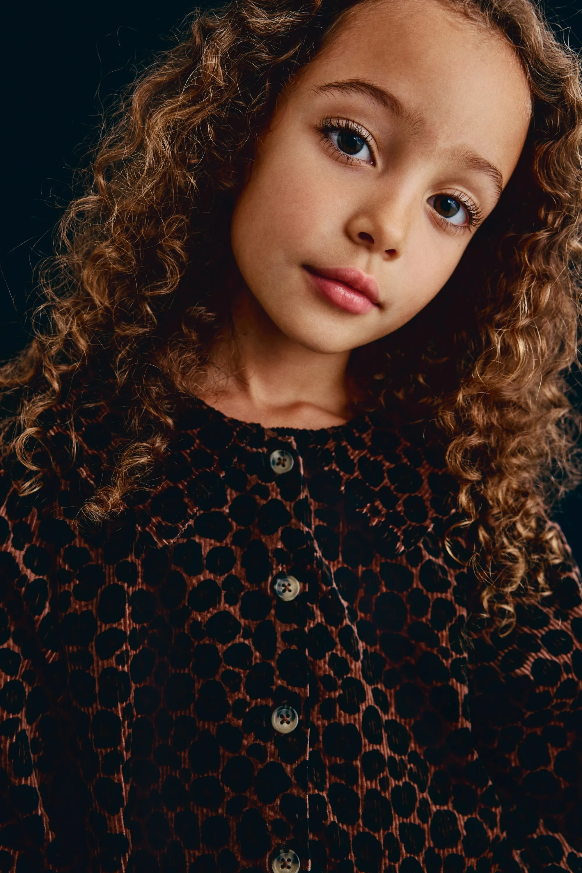 Robe en velours côtelé de coton mélangé - Marron/imprimé léopard