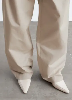 Pantalon plissé en coton - Beige — photo 5