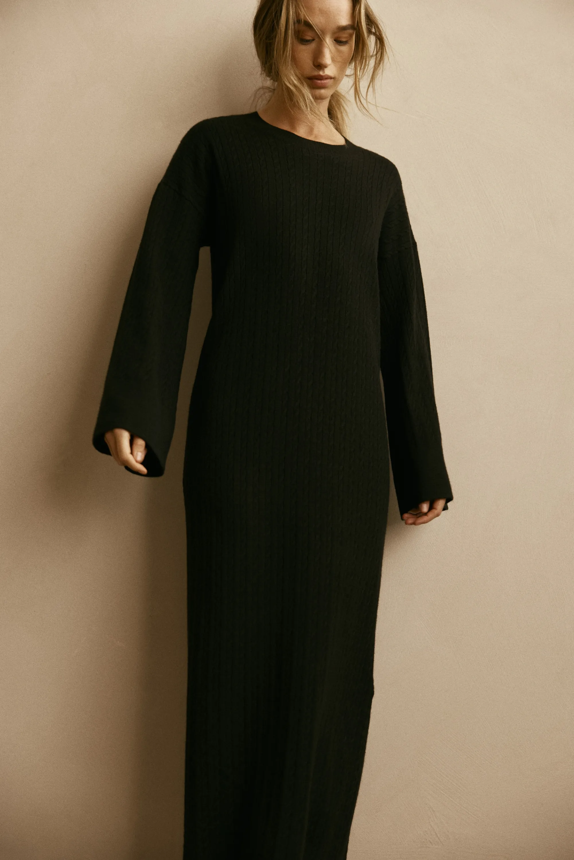 Robe en maille torsadée - Noir