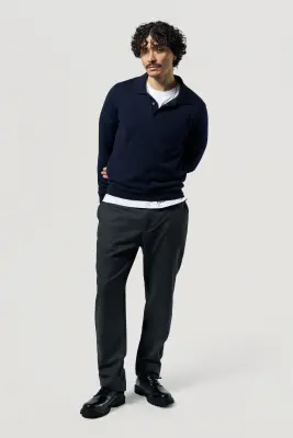 Le pull col polo - Bleu marine — photo 1