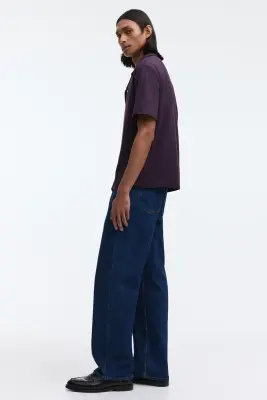 Chemise Regular Fit avec col cubain - Violet foncé — photo 4