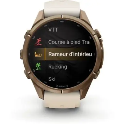 Garmin Fenix 9 Pro InReach amoled 43mm Sapphire Titane gold bracelet beige crème/gris cendré 010-04335-21 — photo 2