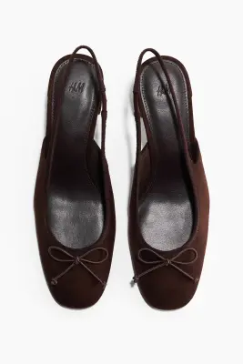 Escarpins à bride arrière avec talon bloc - Marron foncé — photo 1