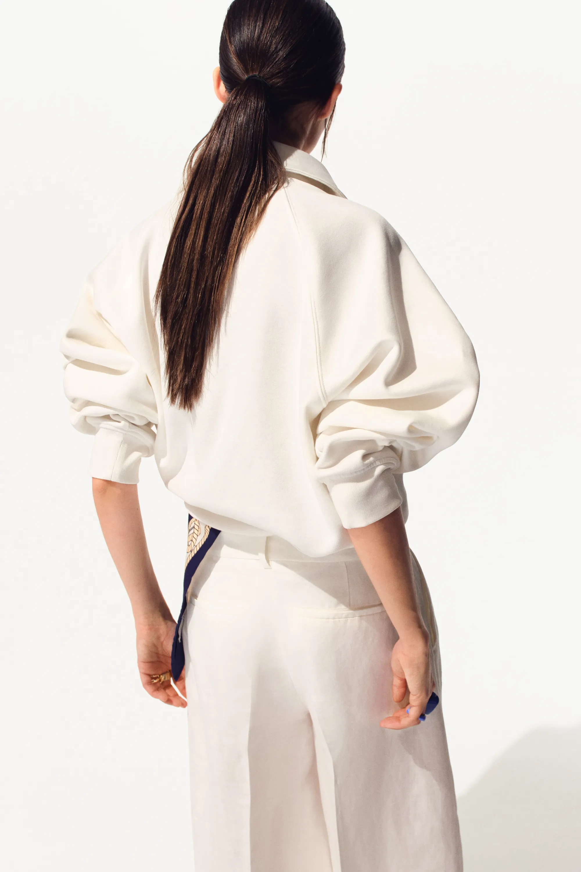 Jupe-culotte large en lin mélangé - Ivoire