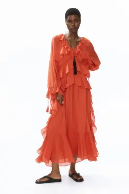 Robe oversize volantée - Orange foncé — photo 1