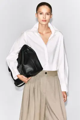 JUPE-CULOTTE À PLIS EN MÉLANGE DE LAINE - BEIGE CHINÉ — photo 2