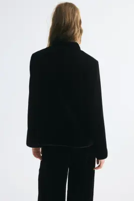 Veste en velours avec boutons noués - Noir — photo 4