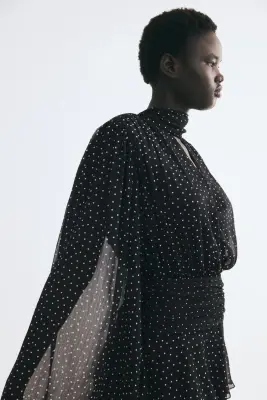 Robe cintrée en mousseline - Noir/pois — photo 3