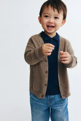 Gilet en maille de coton - Marron — photo 2