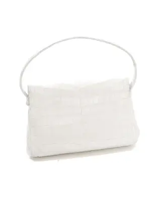 Petit sac porté épaule ou main en imitation cuir croco blanc — photo 4