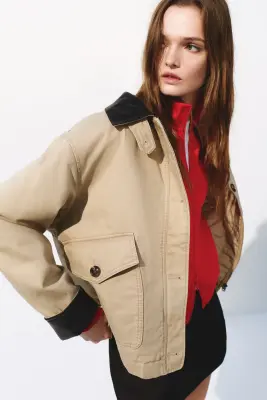 Veste matelassée en toile - Beige — photo 4