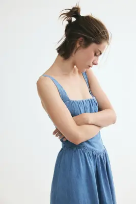 Robe midi en denim - Bleu denim clair — photo 3