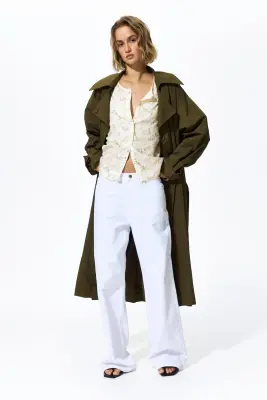Blouse en lin mélangé - Blanc/fleuri — photo 2