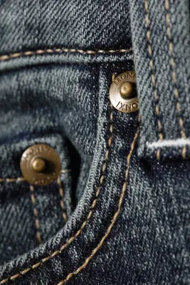 Jean évasé à empiècement incurvé taille basse - Bleu désert - Bleu foncé — photo 4