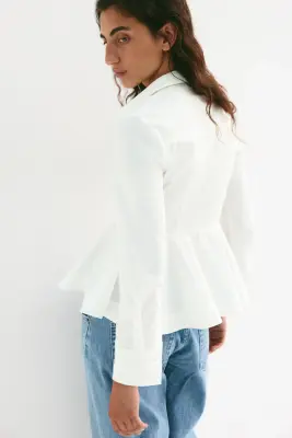 Chemise péplum en coton - Blanc — photo 3