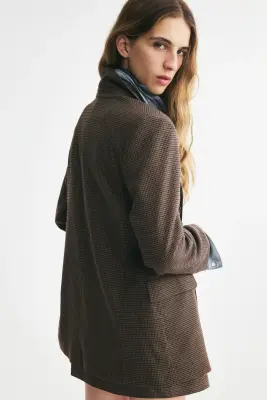 Blazer à fermeture croisée - Taupe/motif pied-de-poule — photo 4