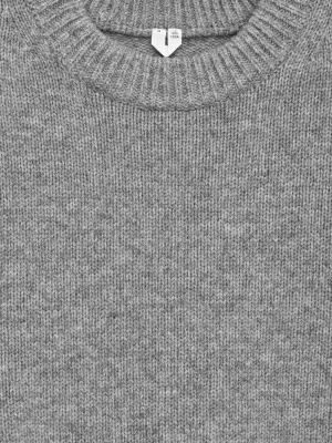 Pull en maille de laine épaisse - Gris clair chiné — photo 5