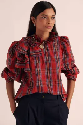 Blouse Diana tartan rouge — photo 1