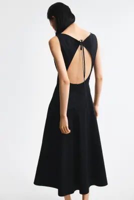 Robe découpée en twill - Noir — photo 3