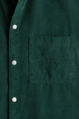 Chemise Relaxed Fit en velours côtelé - Vert foncé — photo 3