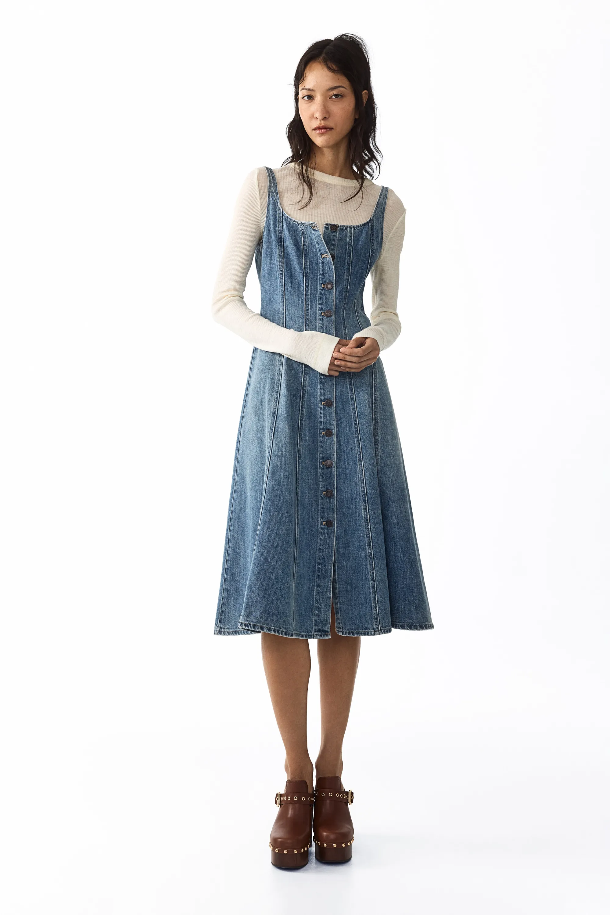 Robe à boutons en denim - Bleu denim clair