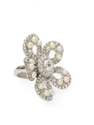 Bague oversized fleur argent et cristal Prix boutique 295€ — photo 2