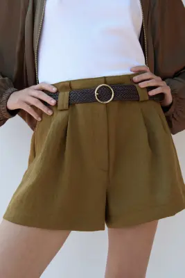 Short chic avec ceinture - Beige foncé — photo 2