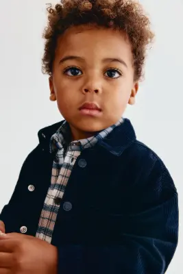 Chemise en velours de coton côtelé - Bleu marine — photo 1