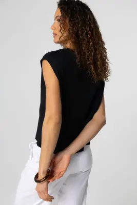 Débardeur Noir Col Rond Sans Manches en Coton Supima — photo 4
