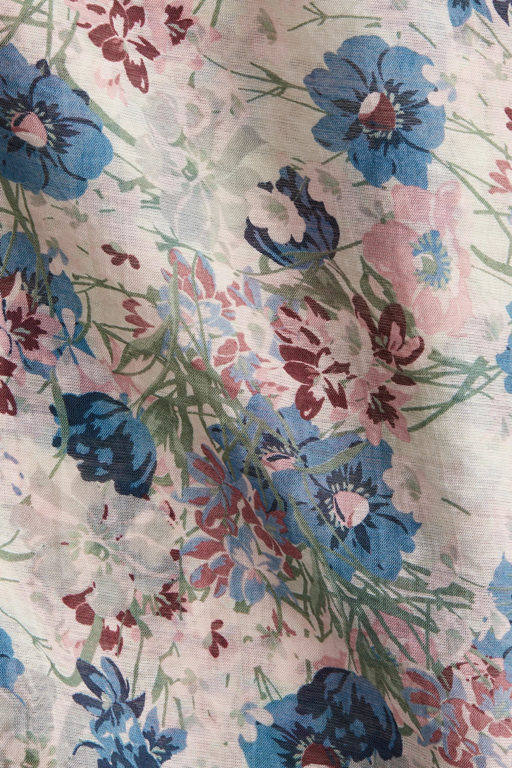 Blouse volantée - Blanc/fleuri