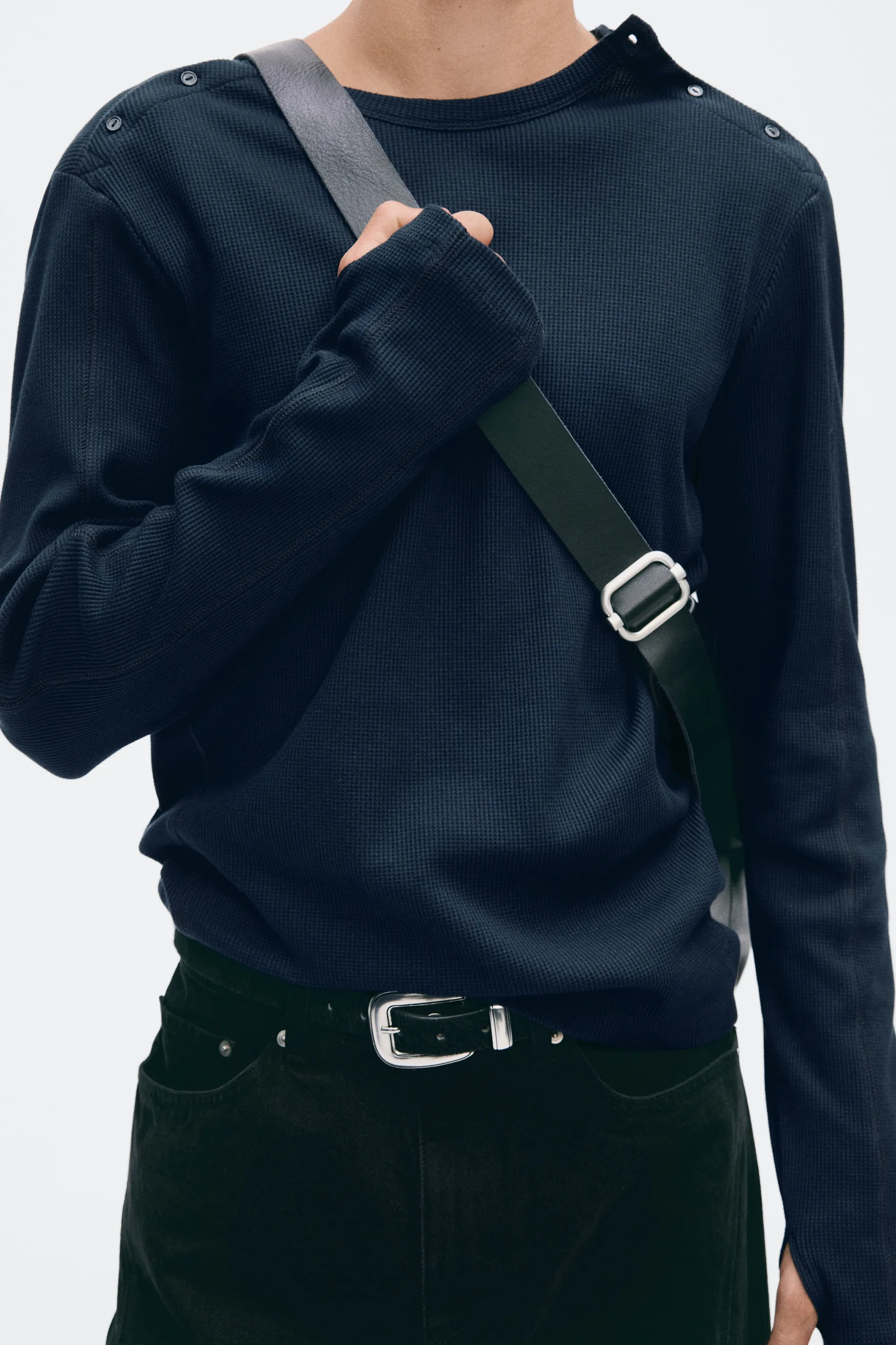 T-shirt Slim Fit en coton - Bleu foncé