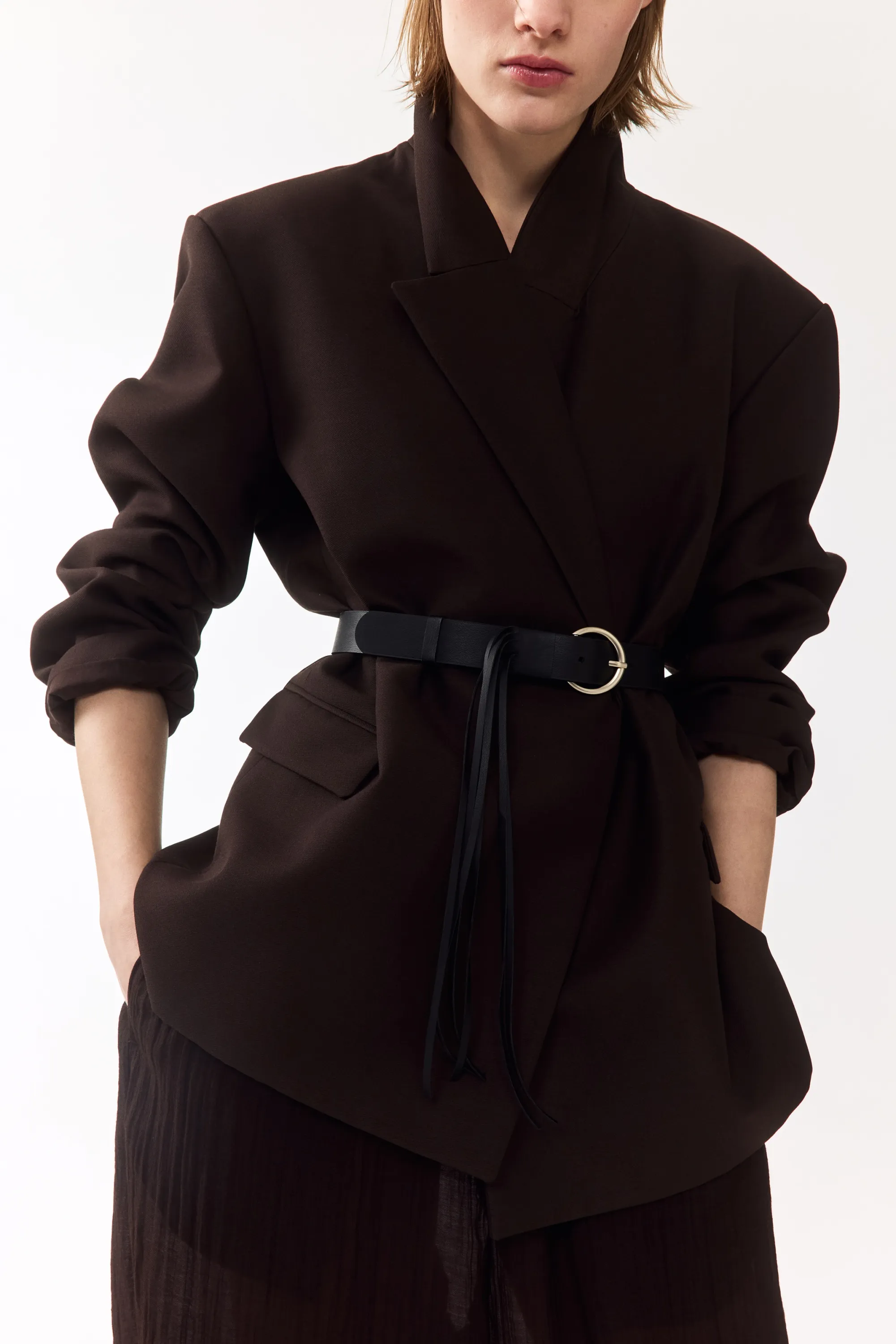 Blazer avec ceinture - Marron foncé