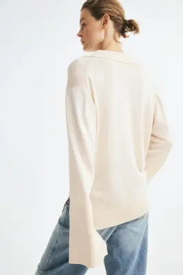 Polo en maille fine - Beige clair — photo 2