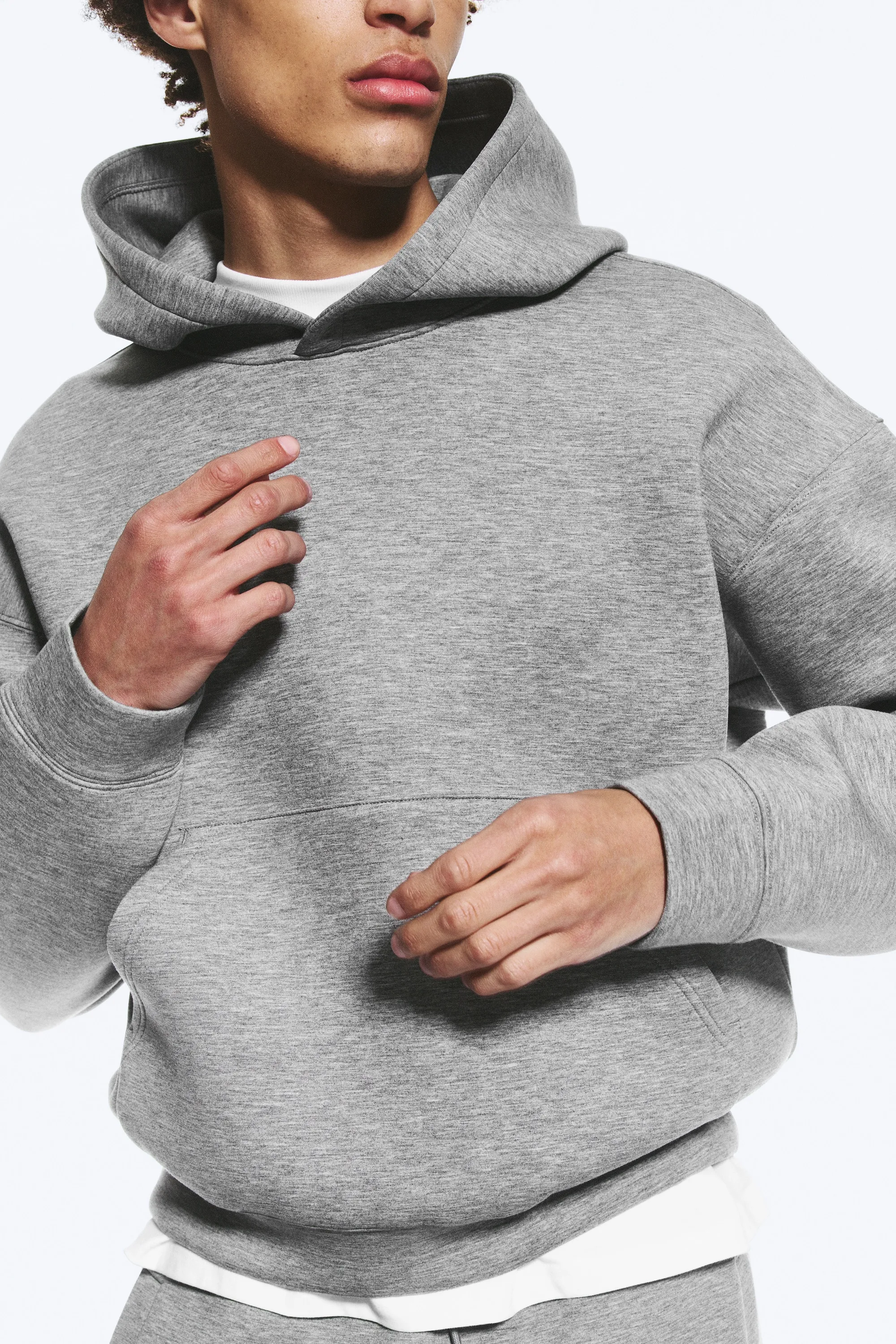 Sweat à capuche en scuba Simon - Gris chiné