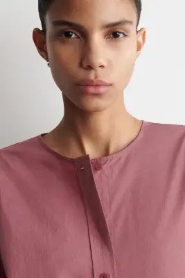 BLOUSE FRONCÉE EN COTON PIMA - BAIE — photo 3