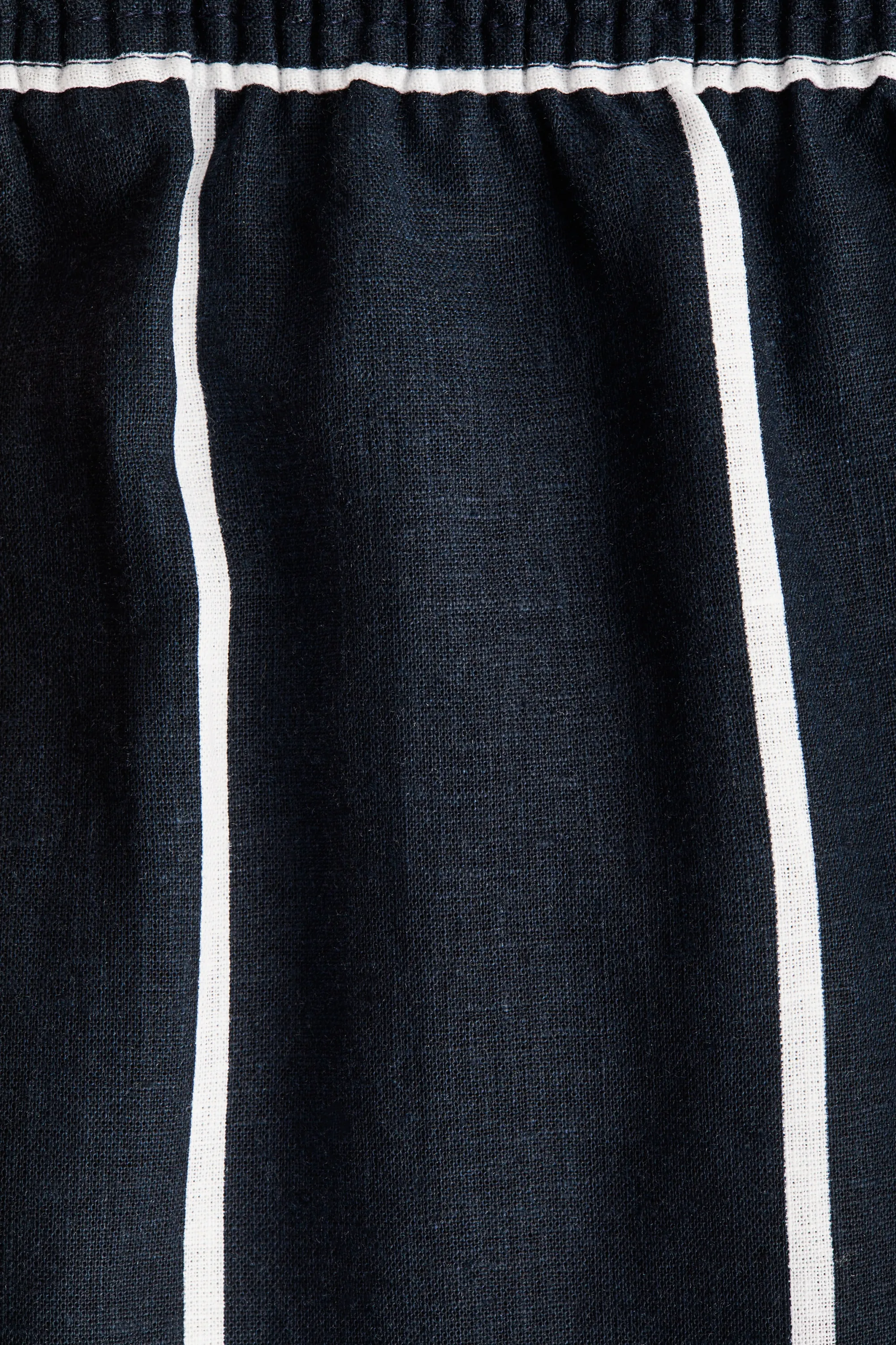 Short en lin mélangé - Bleu marine/rayé