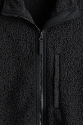 Veste Regular Fit en tissu Teddy bear - Noir — photo 4