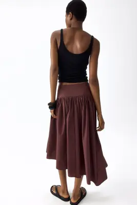Jupe midi asymétrique - Marron foncé — photo 2
