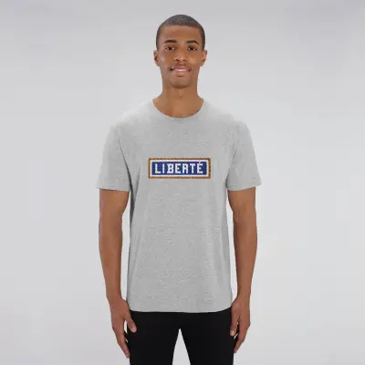 T-SHIRT COTON BIO BRODÉ - LIBERTÉ - GRIS — photo 4