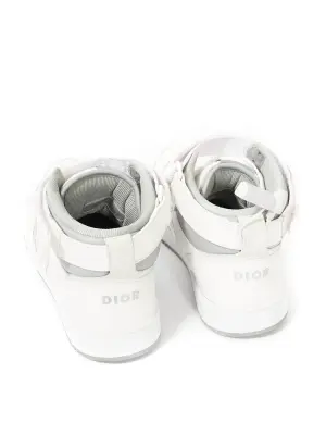 Baskets B27 High top montantes en cuir et tissu monogram blanc et gris Prix boutique 1000€ Taille 39 — photo 4