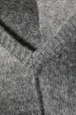 Pull en maille col V chiné - Gris chiné — photo 3