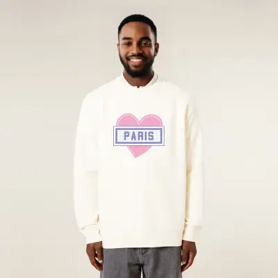 SWEAT-SHIRT COTON BIO IMPRIMÉ - COEUR PARIS - ÉCRU — photo 4