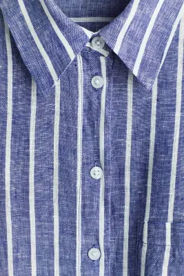 Chemise en lin - Bleu/rayé — photo 2