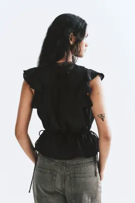 Blouse avec dentelle - Noir — photo 3