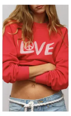 Nouveau ! RE/DONE Sweatshirt Love And Peace Heritage Red — photo 4