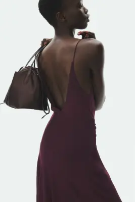 Robe à bretelles fines avec panneaux drapés - Violet foncé — photo 3
