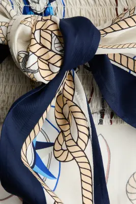 Top bandeau façon foulard en lyocell - Crème/motif — photo 3