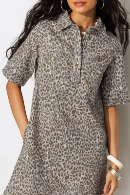 Robe courte léopard en toile — photo 5