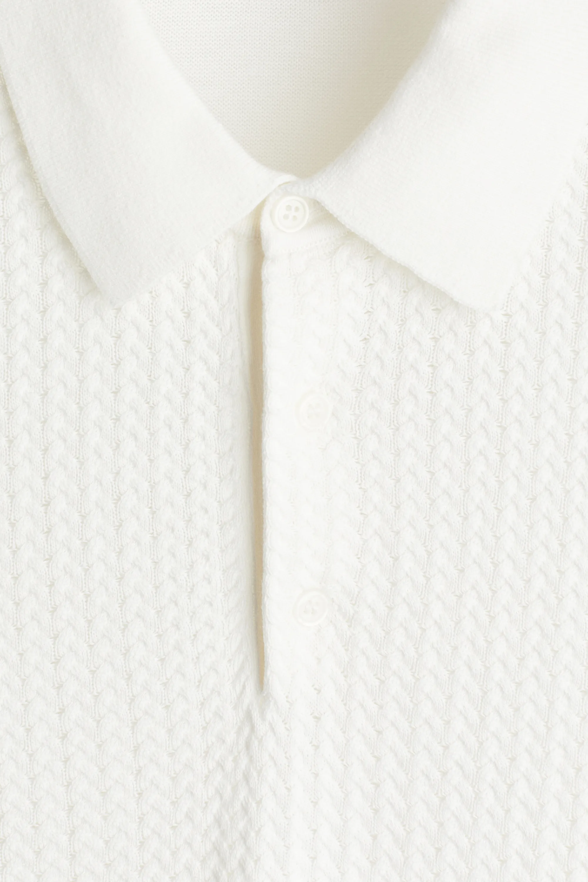 Polo Slim Fit en maille torsadée - Blanc
