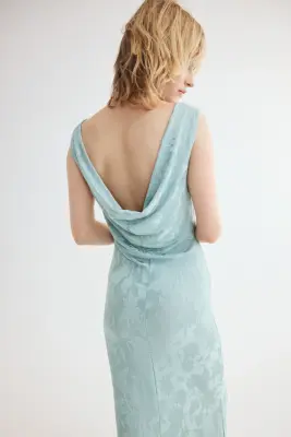 Robe en jersey jacquard avec dos bénitier - Turquoise clair — photo 4